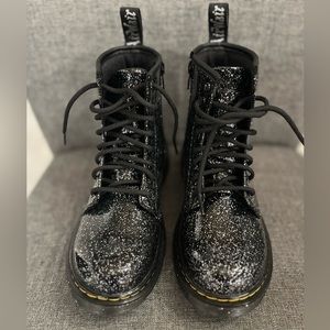 Glitter Doc Martens. Big Kids size 3. Black with silver glitter